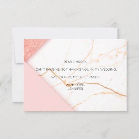 Modern Roze en Goud zullen je zijn mijn Bridesmaid (Achterkant)