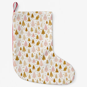 Modern roze en gouden boom patroon kleine kerstsok