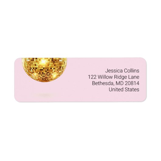 Modern Roze en Gouden Glans Disco Ball Chic Elegan Etiket (Voorkant)