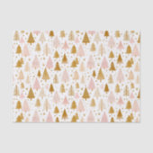 Modern roze en gouden kerstboom patroon tissuepapier (Voorkant)