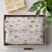 Modern roze en gouden kerstboom patroon tissuepapier (Geschenk)