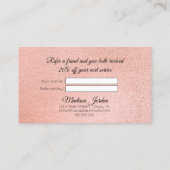Modern roze en gouden marmer Verwijs een vriend Aanbevelingskaartje (Achterkant)