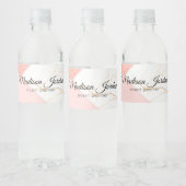 Modern Roze en Gouden Marmeren Waterflesetiket Waterfles Etiket (Flessen)
