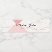 Modern Roze en Gouden Marmeren Waterflesetiket Waterfles Etiket (Enkel label)