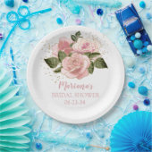 Modern Roze en Gouden Rozen Vrijgezellenfeest Papieren Bordje (Feest)