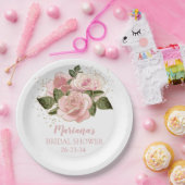 Modern Roze en Gouden Rozen Vrijgezellenfeest Papieren Bordje (Feest)