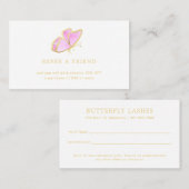 Modern Roze en Gouden Vlinder Elegant Aanbevelingskaartje (Voorkant / Achterkant)