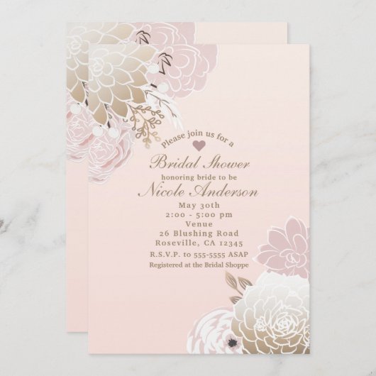  modern roze en goudvlies Vrijgezellenfeest Kaart (Voorkant / Achterkant)