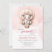 Modern roze en grijs baby olifant bloesem kaart (Voorkant)