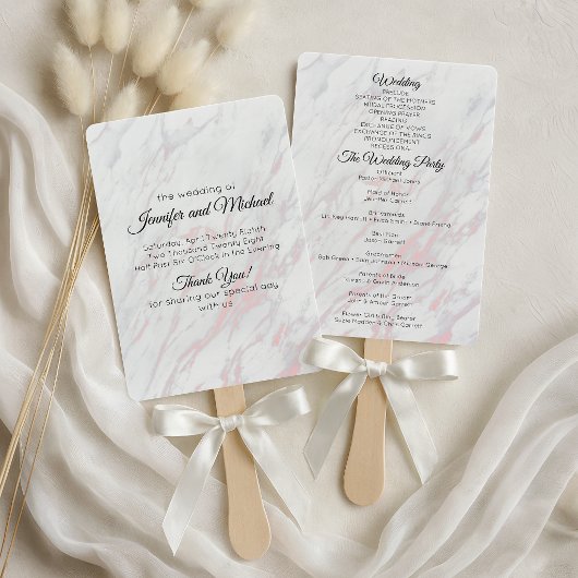 Modern Roze en Grijs Marmeren Programma Handwaaier