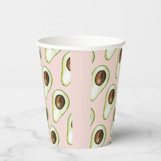 Modern roze en groen avocado patroon papieren bekers (Rechts)