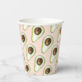 Modern roze en groen avocado patroon papieren bekers (Voorkant)