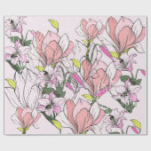 Modern roze en groen botanisch patroon cadeaupapier (Vlak)