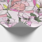 Modern roze en groen botanisch patroon cadeaupapier (Hoek)