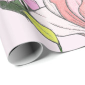 Modern roze en groen botanisch patroon cadeaupapier (Rol Hoek)