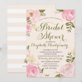 Modern  Roze en Groen Floral Vrijgezellenfeest Kaart (Voorkant / Achterkant)