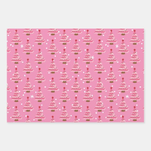 Modern roze en groen kerstinpakpapier inpakpapier vel (Voorkant 3)