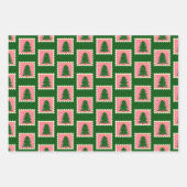 Modern roze en groen kerstinpakpapier inpakpapier vel (Voorkant 2)