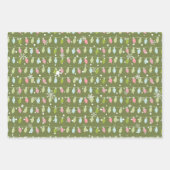 Modern roze en groen kerstinpakpapier inpakpapier vel (Voorkant 3)