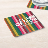 Modern Roze en Groene Streeppatroon Kartonnen Onderzetters (Schuin)