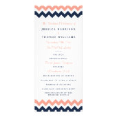 Modern roze en marine chevron bruiloft programma (Voorkant)