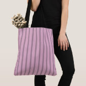 Modern roze en Mauve gestreept Tote Bag (Dichtbij)
