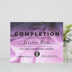 Modern roze en paars certificaat van voltooiing