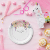 Modern Roze en Paarse Boeket Bloemenbruiloft Papieren Bordje (Feest)