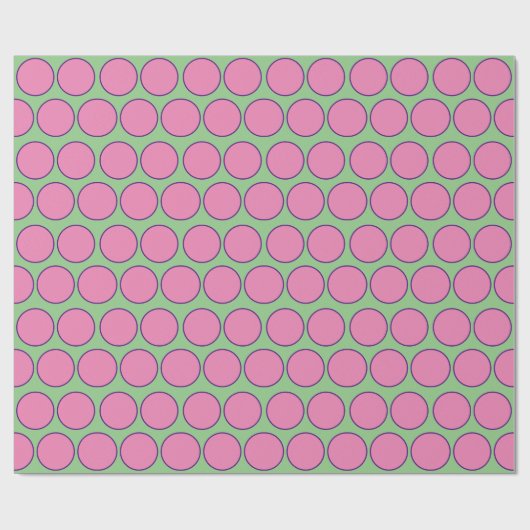 Modern Roze en Paarse cirkels Patroon Sage Groen Cadeaupapier (Vlak)