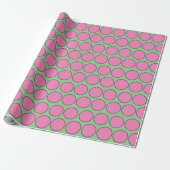 Modern Roze en Paarse cirkels Patroon Sage Groen Cadeaupapier (Uitgerold)