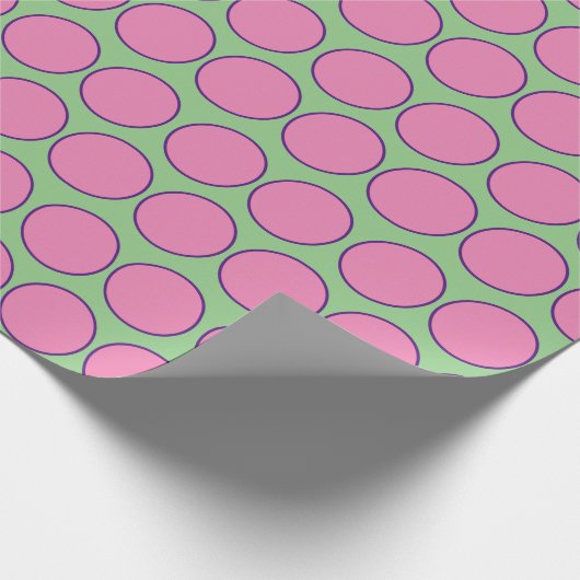 Modern Roze en Paarse cirkels Patroon Sage Groen Cadeaupapier (Hoek)