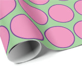 Modern Roze en Paarse cirkels Patroon Sage Groen Cadeaupapier (Rol Hoek)