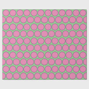 Modern Roze en Paarse cirkels Patroon Sage Groen Cadeaupapier