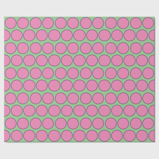 Modern Roze en Paarse cirkels Patroon Sage Groen Cadeaupapier (Zoom)