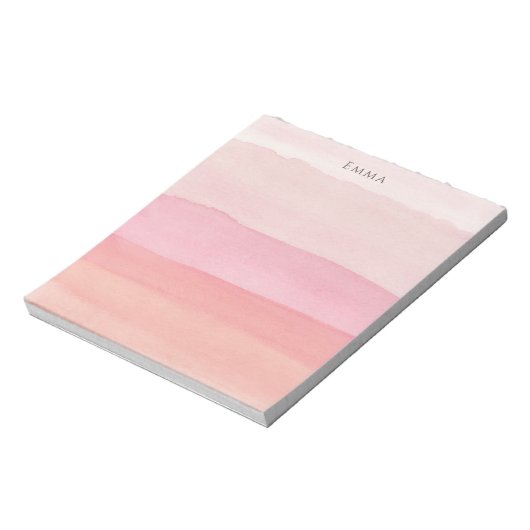 Modern Roze en Perzik Waterverf Gelaagd Ombre Notitieblok (Linkerzijde)