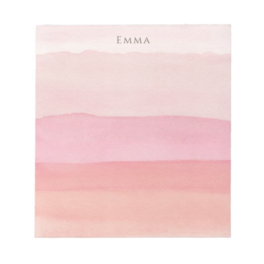 Modern Roze en Perzik Waterverf Gelaagd Ombre Notitieblok (Voorkant)