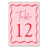 Modern Roze en Rode Golvende Lijst Bruiloft Kaart (Achterkant)