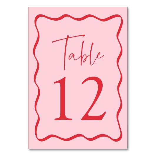 Modern Roze en Rode Golvende Lijst Bruiloft Kaart (Voorkant)