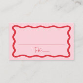 Modern Roze en Rode Golvende Lijst Bruiloft Plaatskaartje (Voorkant)