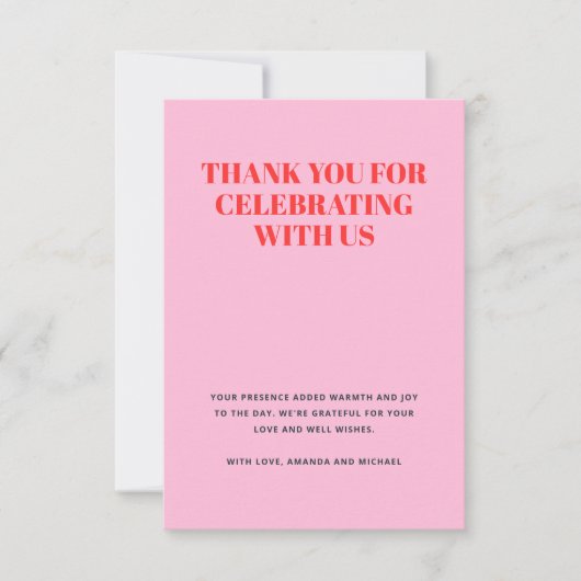 Modern roze en rood bedankkaart (Voorkant)