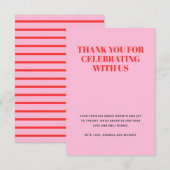 Modern roze en rood bedankkaart (Voorkant / Achterkant)