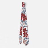 Modern roze en rood bloemmotief stropdas (Achterkant)