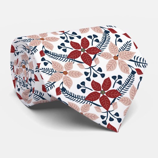 Modern roze en rood bloemmotief stropdas (Opgerold)