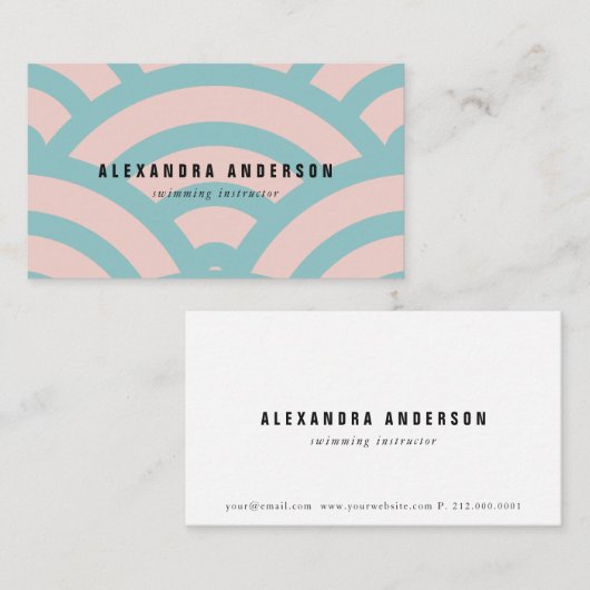 Modern roze en Turquoise Wave Pattern-Visitekaartj Visitekaartje (Voorkant / Achterkant)