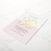 Modern Roze en Wit 30e Verjaardag Gouden folie Folie Uitnodiging (Gedraaid)