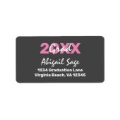 Modern roze en wit Afstuderen Adres Etiket (Voorkant)