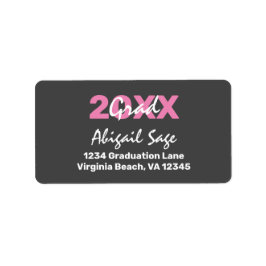 Modern roze en wit Afstuderen Adres Etiket