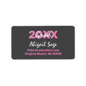 Modern roze en wit Afstuderen Adres Etiket (Voorkant)