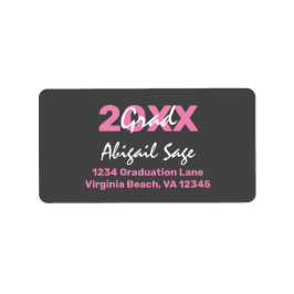 Modern roze en wit Afstuderen Adres Etiket