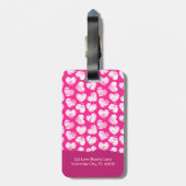 Modern Roze en Wit Doodled Heart Valentijn Naam Bagagelabel (Achterkant verticaal)